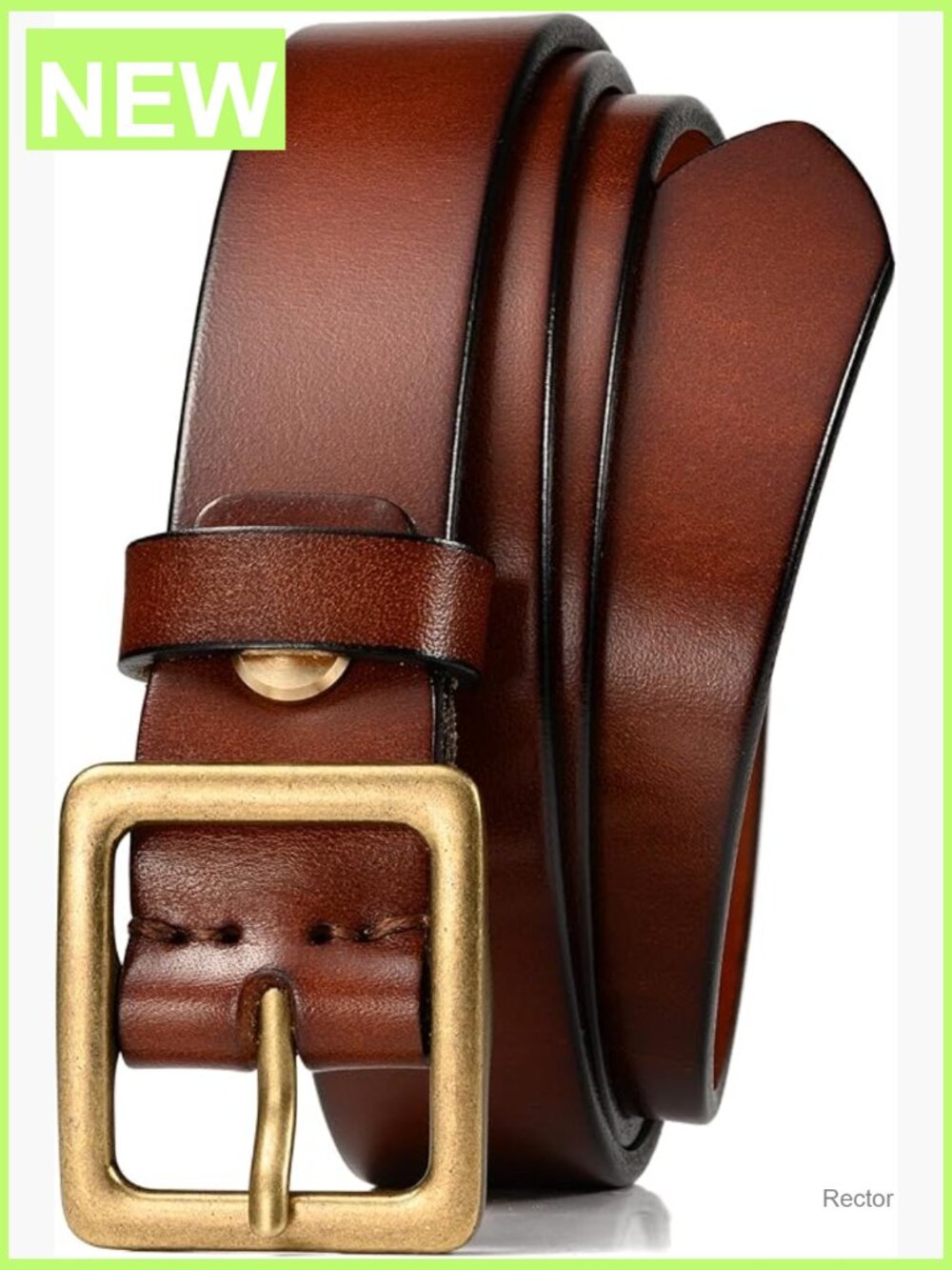 Full Grain Leather Belt for Women - 1.1" Casual Jean Belt with Vintage Square